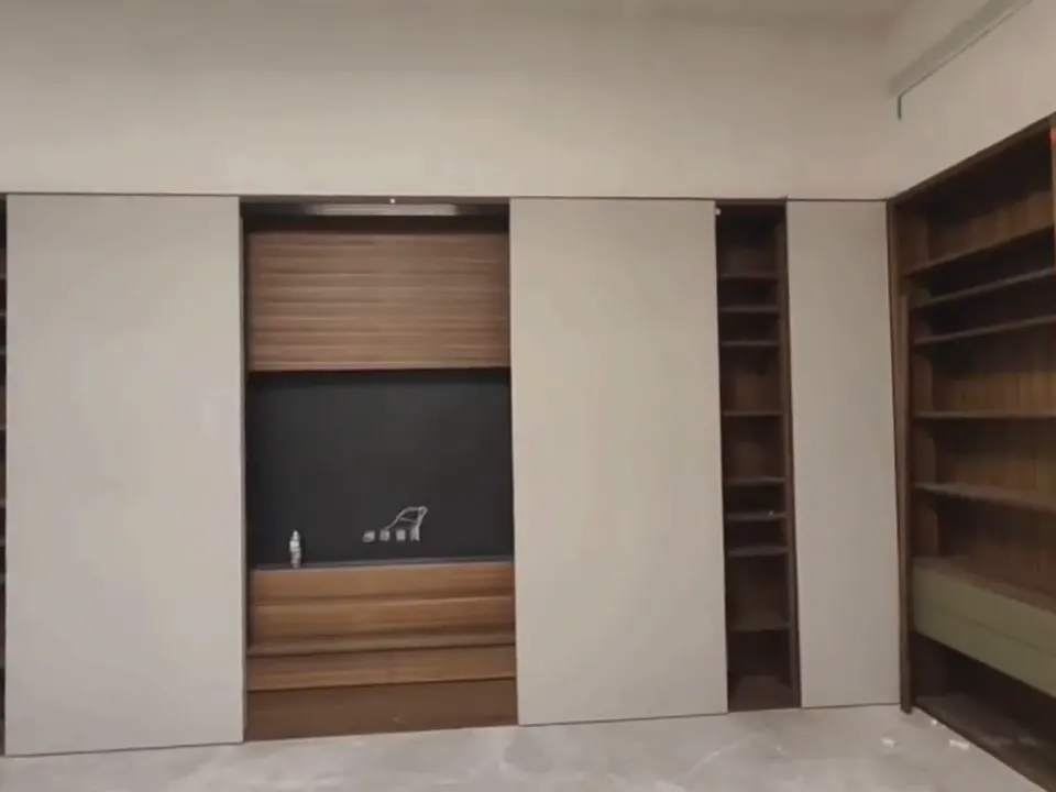 Bi-Parting Maglev Door in an Office Media Wall