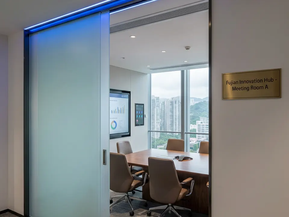 Switchable-Glass Maglev Meeting-Room Door